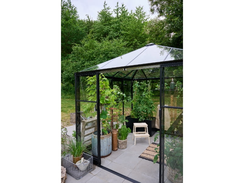 Halls Gewächshaus Qube+ 88 Schwarz Sicherheitsglas