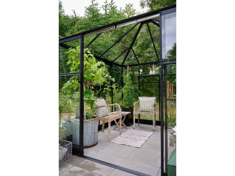 Halls Gewächshaus Qube+ 88 Schwarz Sicherheitsglas