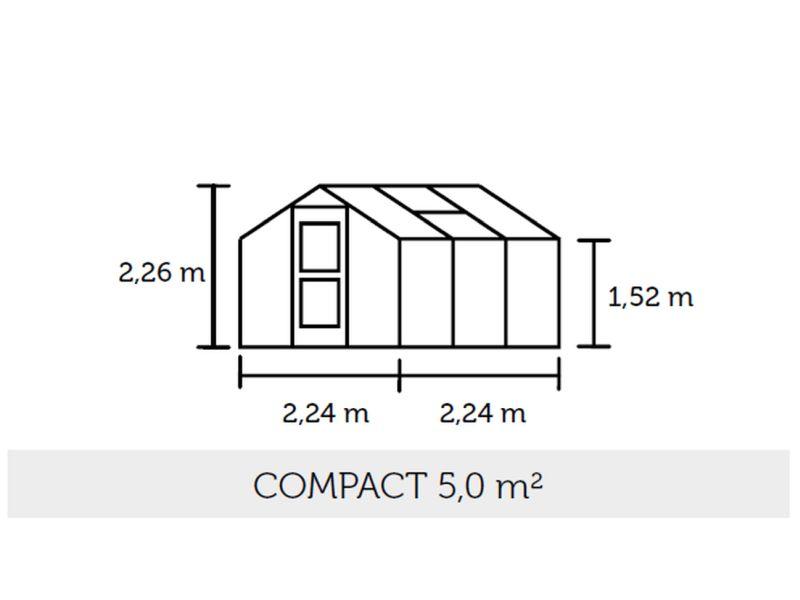 Juliana Gewächshaus Compact 5.0 Anthrazit Sicherheitsglas