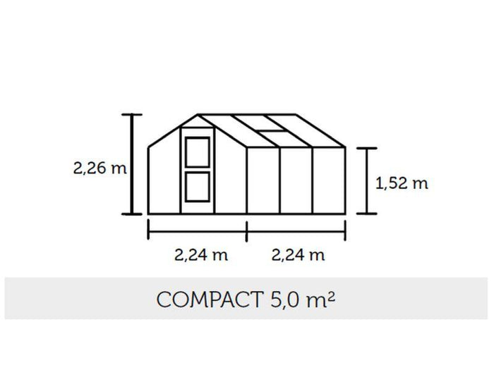 Juliana Gewächshaus Compact 5.0 Anthrazit Sicherheitsglas