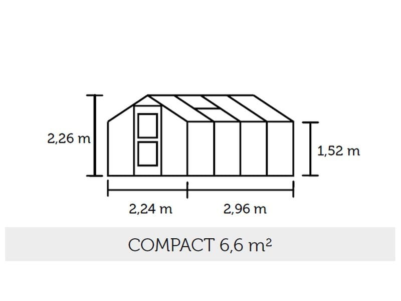 Juliana Gewächshaus Compact 6.6 Anthrazit, 3mm Sicherheitsglas  - SPARSET inkl. Fundament