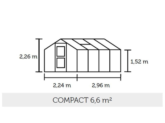Juliana Gewächshaus Compact 6.6 Anthrazit, 3mm Sicherheitsglas  - SPARSET inkl. Fundament