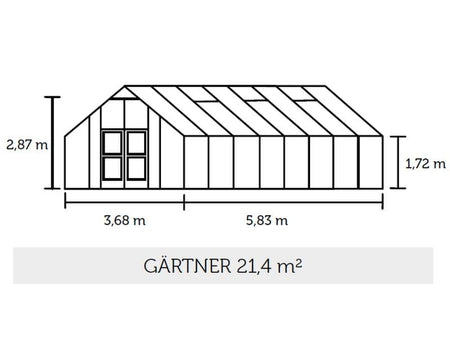 Juliana Gewächshaus Gärtner 21.4 anthrazit pulverbschichtet, 3mm Sicherheitsglas