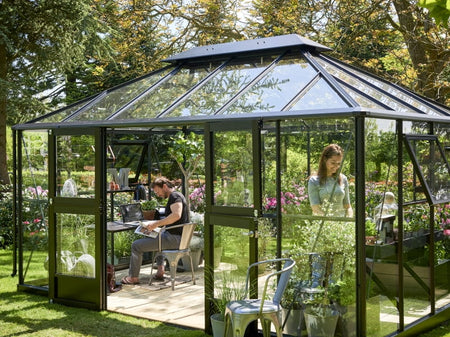 Juliana Gewächshaus Grand Oase 13 qm, Anthrazit pulverbeschichtet, 3mm Sicherheitsglas