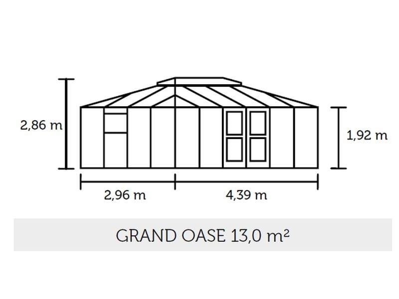 Juliana Gewächshaus Grand Oase 13 qm, Anthrazit pulverbeschichtet, 3mm Sicherheitsglas - SPARSET ink