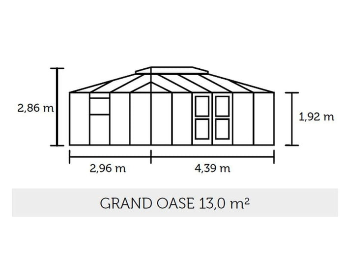 Juliana Gewächshaus Grand Oase 13 qm, Anthrazit pulverbeschichtet, 3mm Sicherheitsglas - SPARSET ink