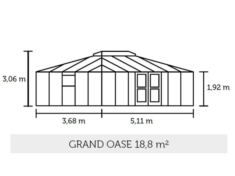 Juliana Gewächshaus Grand Oase 18,8 qm, Anthrazit pulverbeschichtet, 3mm Sicherheitsglas - SPARSET i