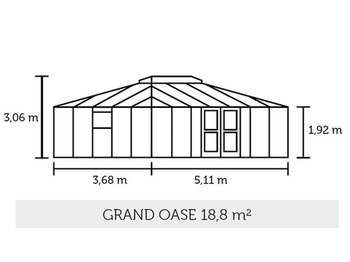Juliana Gewächshaus Grand Oase 18,8 qm, Anthrazit pulverbeschichtet, 3mm Sicherheitsglas - SPARSET i