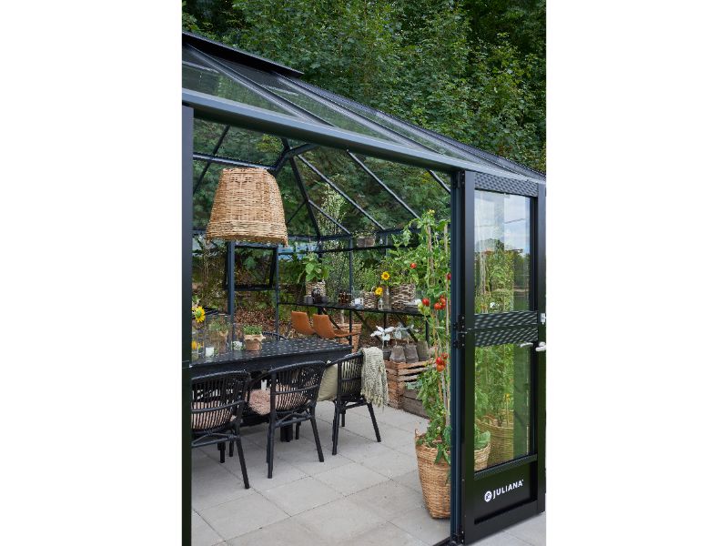 Juliana Gewächshaus Grand Oase 25,6 qm, Anthrazit pulverbeschichtet, 3mm Sicherheitsglas