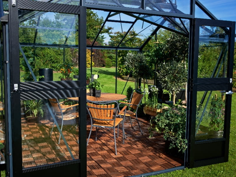 Juliana Gewächshaus Orangerie 15,1 qm, Anthrazit mit 3mm Sicherheitsglas