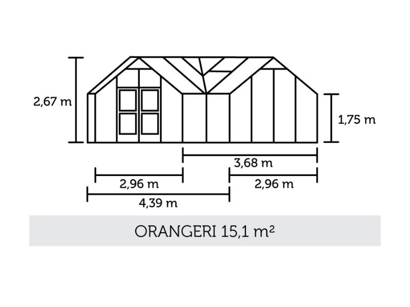 Juliana Gewächshaus Orangerie 15,1 qm, Anthrazit mit 3mm Sicherheitsglas