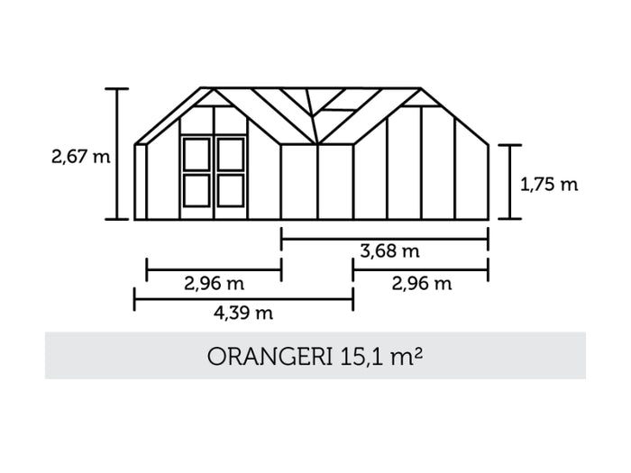 Juliana Gewächshaus Orangerie 15,1 qm, Anthrazit mit 3mm Sicherheitsglas