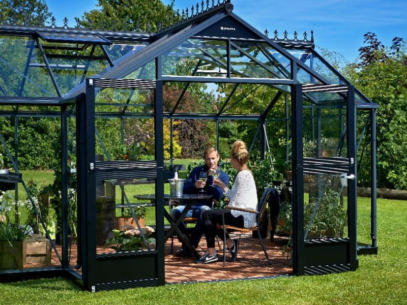 Juliana Gewächshaus Orangerie 15,1 qm, Anthrazit mit 3mm Sicherheitsglas - SPARSET inkl. Fundament