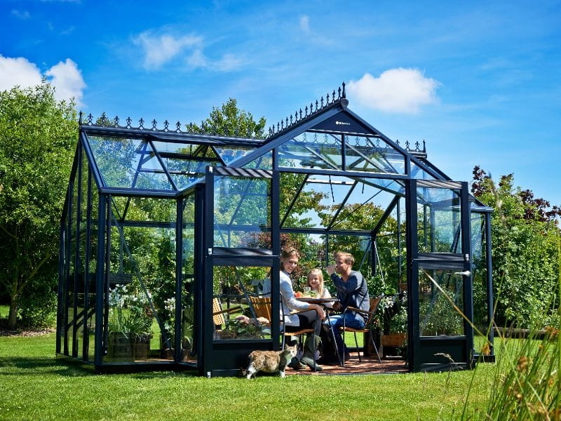 Juliana Gewächshaus Orangerie 15,1 qm, Anthrazit mit 3mm Sicherheitsglas - SPARSET inkl. Fundament