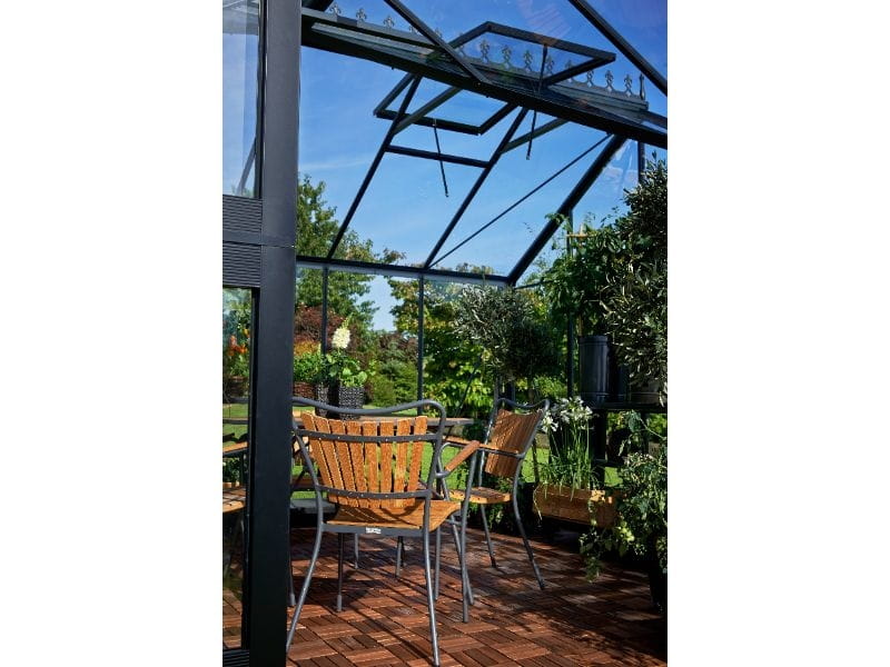 Juliana Gewächshaus Orangerie 15,1 qm, Anthrazit mit 3mm Sicherheitsglas - SPARSET inkl. Fundament