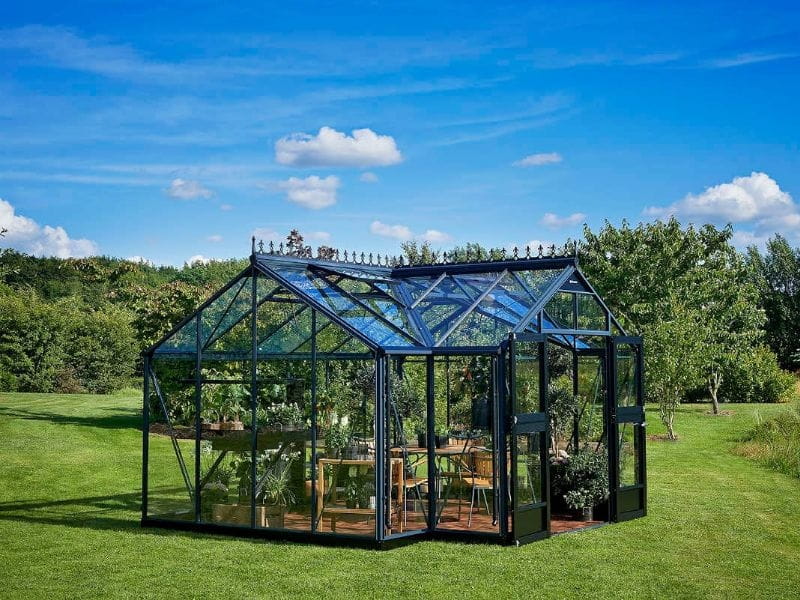 Juliana Gewächshaus Orangerie 15,1 qm, Anthrazit mit 3mm Sicherheitsglas - SPARSET inkl. Fundament