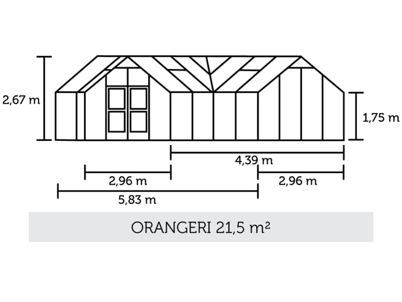 Juliana Gewächshaus Orangerie 21,5 qm, Anthrazit mit 3mm Sicherheitsglas