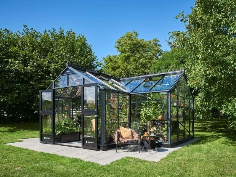 Juliana Gewächshaus Orangerie 21,5 qm, Anthrazit mit 3mm Sicherheitsglas