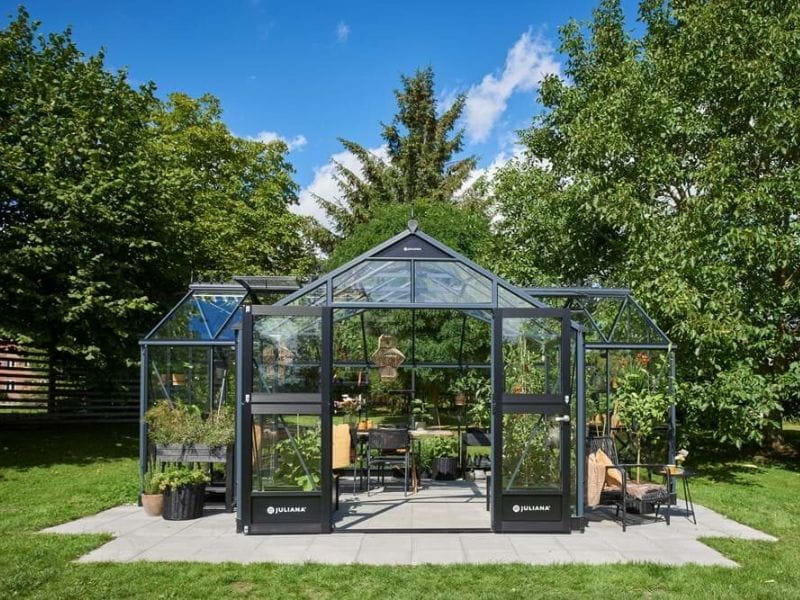 Juliana Gewächshaus Orangerie 21,5 qm, Anthrazit mit 3mm Sicherheitsglas