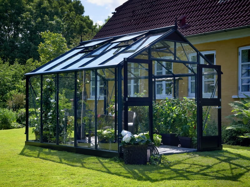 Juliana Gewächshaus Premium 10.9 anthrazit, 3mm Sicherheitsglas, SPARSET inkl. Fundament