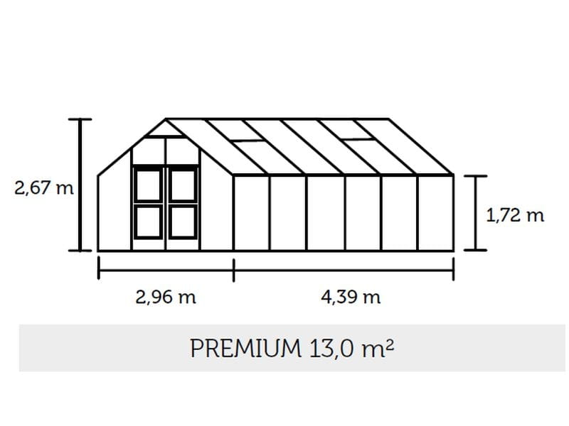 Juliana Gewächshaus Premium 13.0 Aluminium blank, Stegdoppelplatten 10 mm