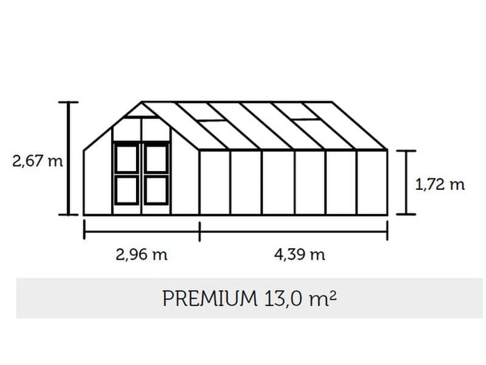 Juliana Gewächshaus Premium 13.0 Aluminium blank, Stegdoppelplatten 10 mm
