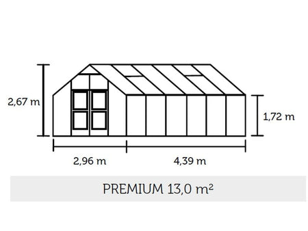 Juliana Gewächshaus Premium 13.0 Aluminium, 3mm Sicherheitsglas