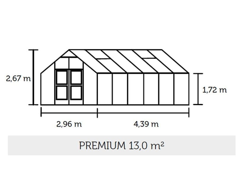 Juliana Gewächshaus Premium 13.0 anthrazit pulverbeschichtet, 3mm Sicherheitsglas - SPARSET inkl. Fu