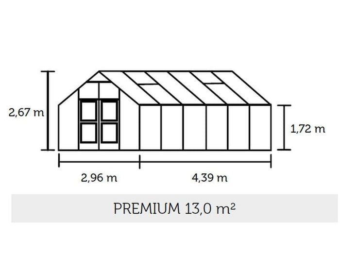 Juliana Gewächshaus Premium 13.0 anthrazit pulverbeschichtet, 3mm Sicherheitsglas - SPARSET inkl. Fu