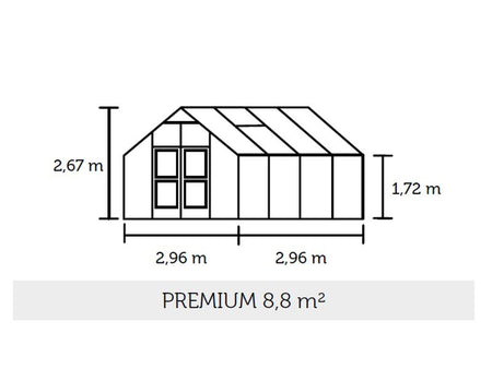 Juliana Gewächshaus Premium 8.8 Anthrazit pulverbeschichtet, 3mm Sicherheitsglas