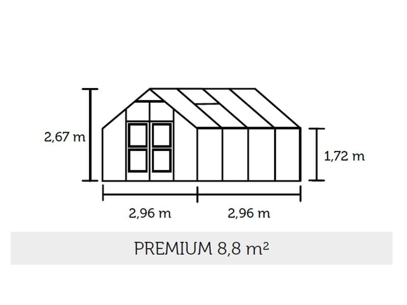 Juliana Gewächshaus Premium 8.8 Anthrazit pulverbeschichtet, 3mm Sicherheitsglas -SPARSET inkl. Fund