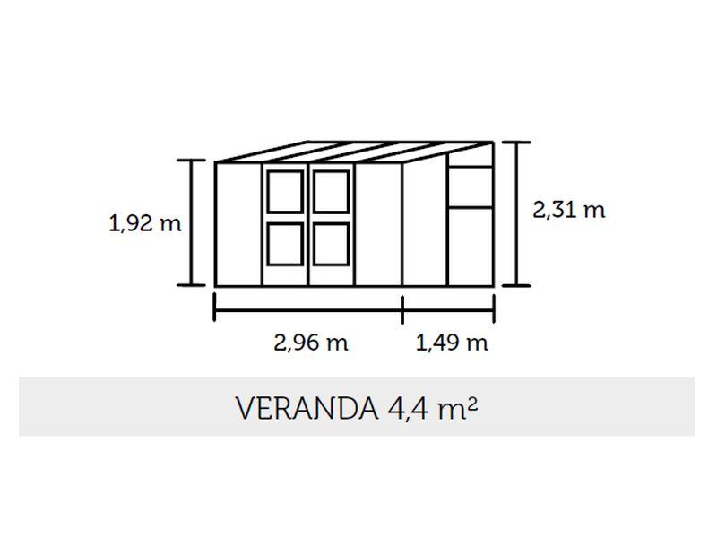 Juliana Gewächshaus Veranda 4.4 Alu Sicherheitsglas