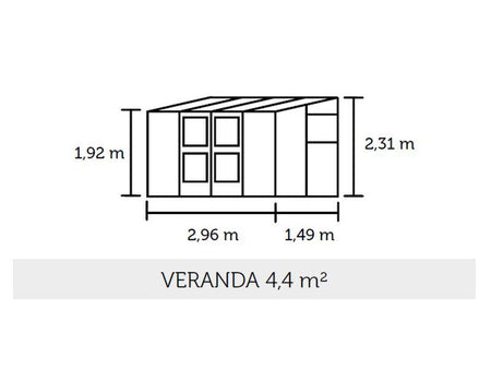 Juliana Gewächshaus Veranda 4.4 Alu Sicherheitsglas