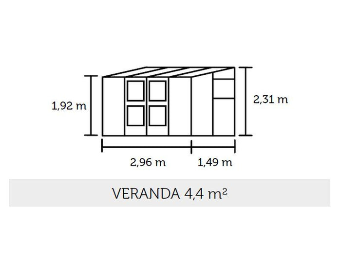 Juliana Gewächshaus Veranda 4.4 Alu Sicherheitsglas