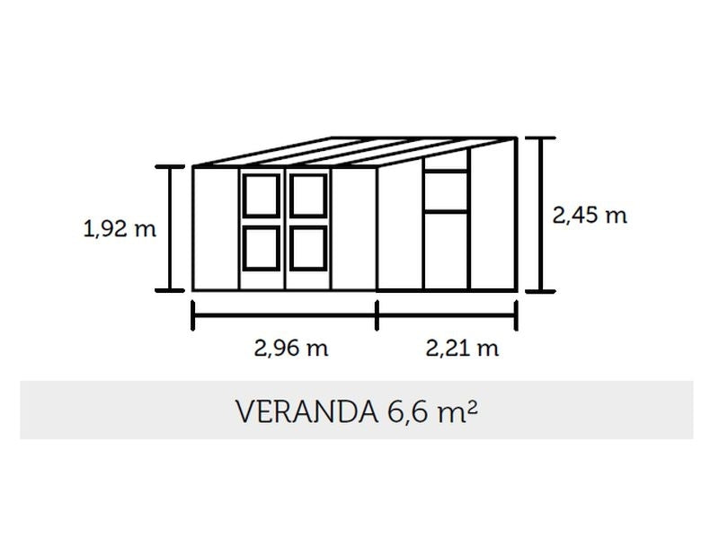 Juliana Gewächshaus Veranda 6.6 Anthrazit, 3mm Sicherheitsglas