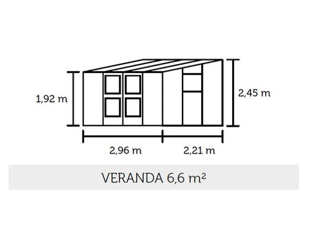 Juliana Gewächshaus Veranda 6.6 Anthrazit, 3mm Sicherheitsglas