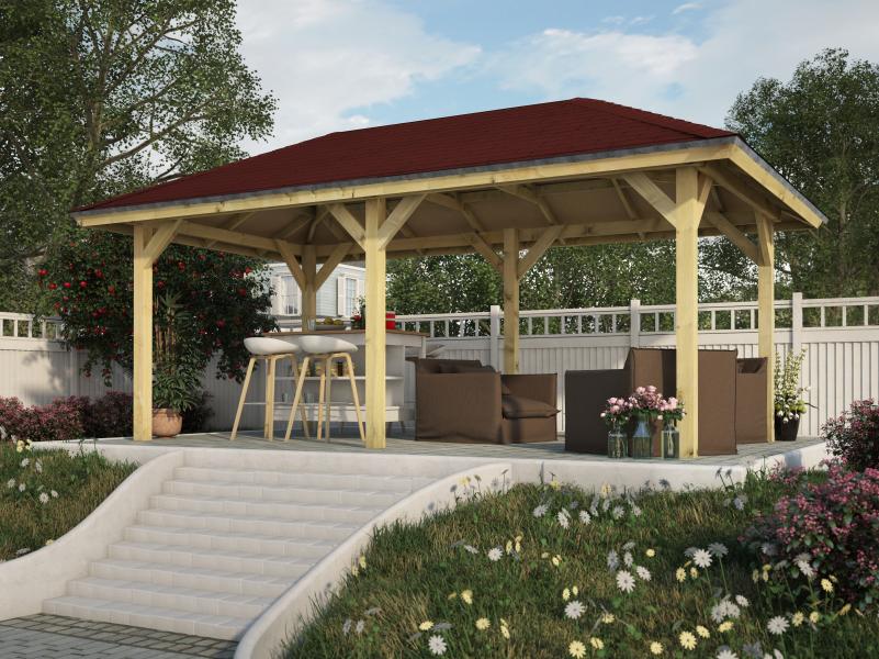 Karibu 4-Eck Pavillon Classic Bergen 2 kdi