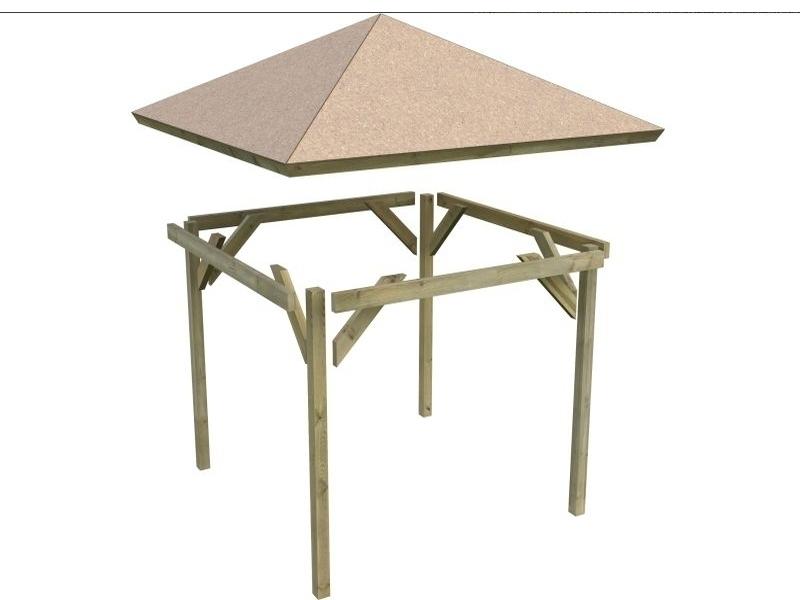 Karibu 4-Eck Pavillon Classic Holm 2 kdi Sparset inkl. Schindeln