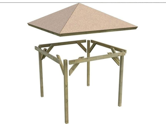 Karibu 4-Eck Pavillon Classic Holm 2 kdi Sparset inkl. Schindeln