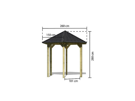 Karibu 6-Eck Pavillon Eco Lissabon Sparset inkl. Schindeln
