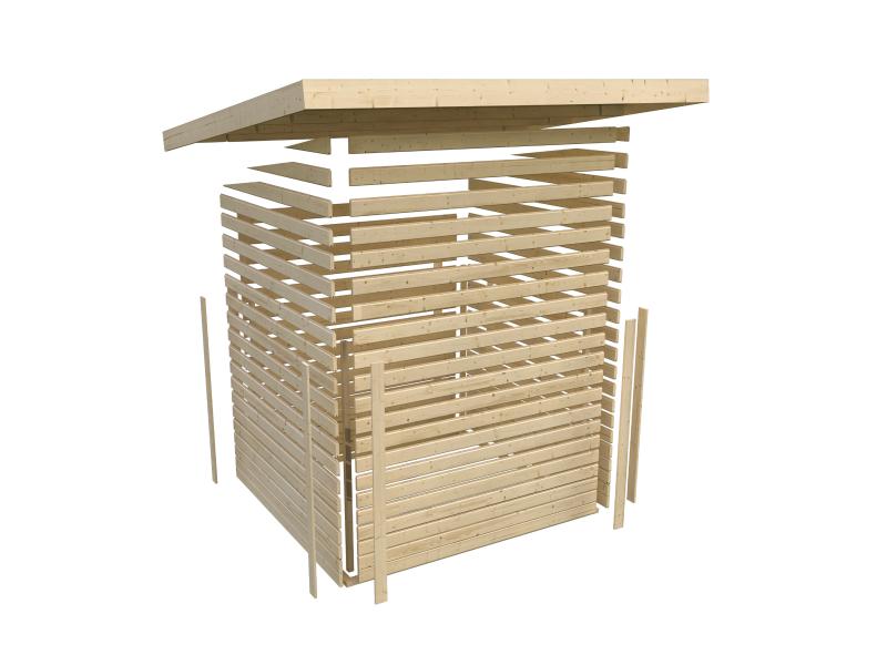 Karibu Aktionsgerätehaus Lohmi mit Anbau,  naturbelassen 14 mm