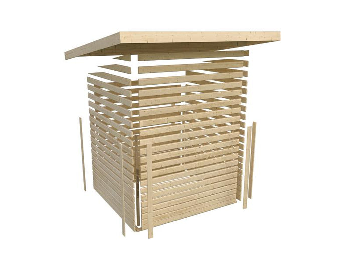 Karibu Aktionsgerätehaus Lohmi mit Anbau,  naturbelassen 14 mm