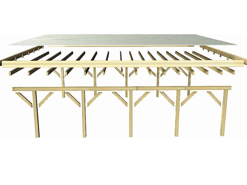 Karibu Carport Classic Doppel 1 mit 1 Einfahrtsbogen kdi