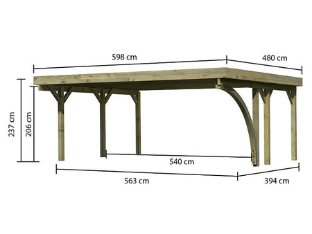 Karibu Carport Classic Doppel 1 mit 1 Einfahrtsbogen kdi