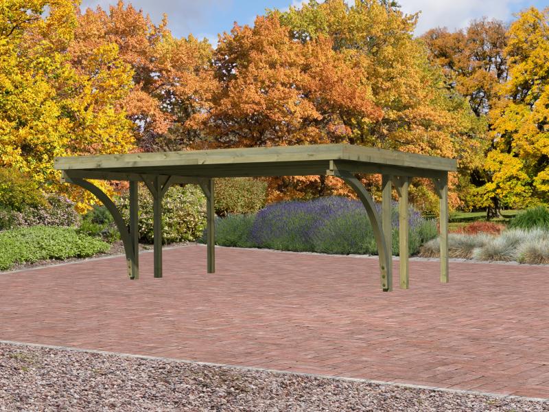Karibu Carport Classic Doppel 1 mit 2 Einfahrtsbögen kdi