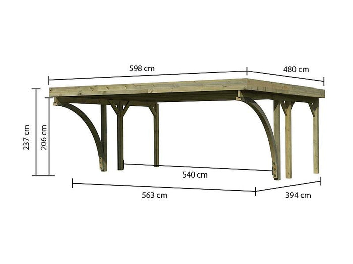 Karibu Carport Classic Doppel 1 mit 2 Einfahrtsbögen kdi