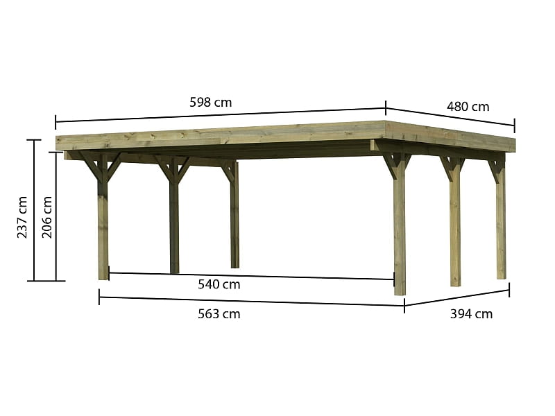 Karibu Carport Classic Doppel 1 ohne Einfahrtsbogen kdi