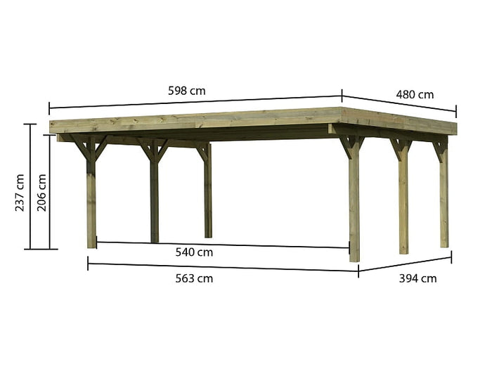 Karibu Carport Classic Doppel 1 ohne Einfahrtsbogen kdi