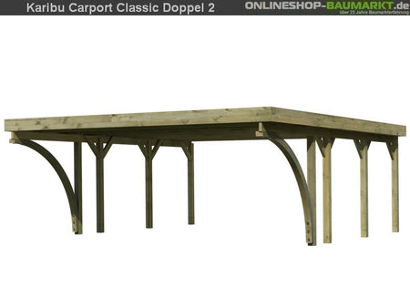 Karibu Carport Classic Doppel 2 mit 2 Einfahrtsbögen kdi