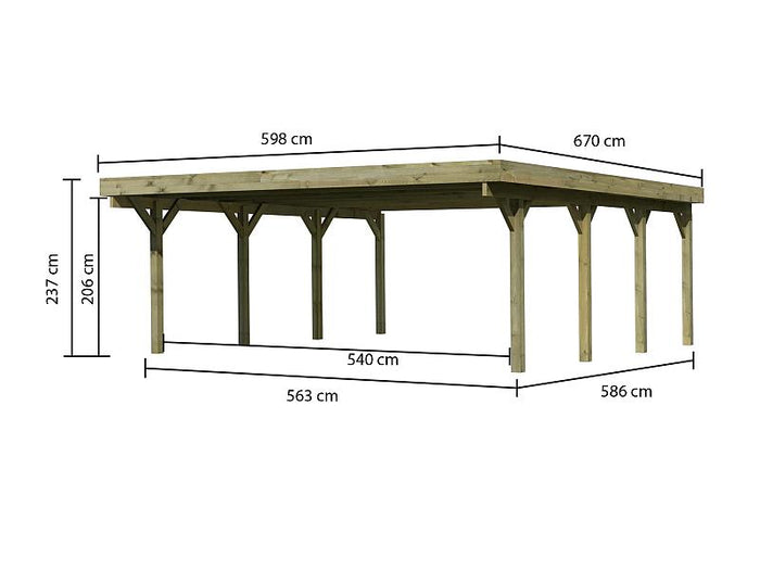 Karibu Carport Classic Doppel 2 ohne Einfahrtsbogen kdi